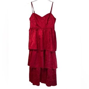 NWT Baltic Born Violetta Embossed Tiered Dress in deep Red